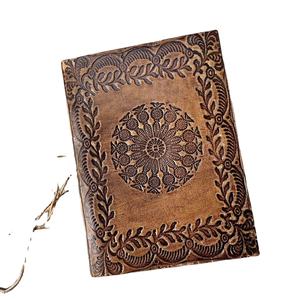 Diario indio de cuero genuino hecho a mano 100 hojas A5/A4 planificador logotipo personalizado Tapa dura reciclado blanco hilo de papel de algodón en blanco - Product Image 1