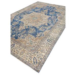 Alfombra de Lana Azul Vintage Anudada a Mano, Modelo Pae-5046, Grande, Rectangular 9x12, con Patrón de Medallón, Hecha a Mano para Sala de Estar y Dormitorio - Product Image 2
