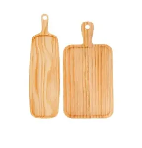 Ensemble de 2 planches à découper en bois avec poignées, livraison rapide pour décor de restaurant et pizza en vente, planche à fromage - Product Image 1