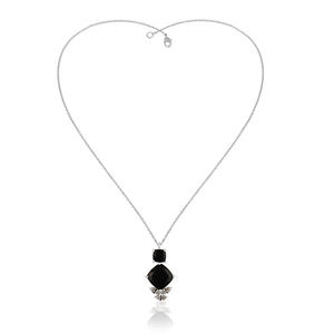 Collier en zircon blanc et onyx noir, fabricant de colliers pendentifs en argent sterling fin, collection classique de bijoux - Product Image 3