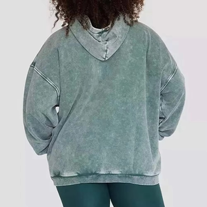 Custom Design Women's Acid Wash Pullover Hoodies Casual <b>Drop</b> Shoulder Streetwear for Winter Wholesale Vintage Acid Wash Hoodies - Product Image 6