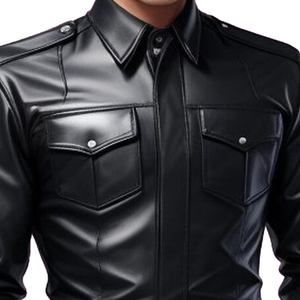 2025 hiver saison léger en gros de haute qualité hommes en cuir de mouton véritable à manches longues Stand robe formelle chemise classique - Product Image 6