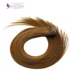 थोक बड़े स्टॉक क्यूटिकल संरेखित मानव बाल बंडलों के बाल विस्तार प्राकृतिक सीधे भूरे रंग का रंग