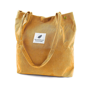 Novo Ombro Bolsa De Lona Para Meninas Trabalho Viagem Praia Compras Mercearias Canvas Corduroy Tote <span class=keywords><strong>Bag</strong></span> Com Zipper Inner <span class=keywords><strong>Pocket</strong></span> - Product Image 1