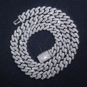 Collares de Joyería Fina, Plata 925, Diamante Moissanita, Cadena Cubana de 10 mm, Collares para Mujer, Pulsera Cubana, Diamante Cubano - Product Image 6