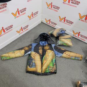 Veste d'hiver chaude et durable avec logo personnalisé imprimé, manteau d'hiver épais en duvet de canard, veste matelassée - Product Image 4