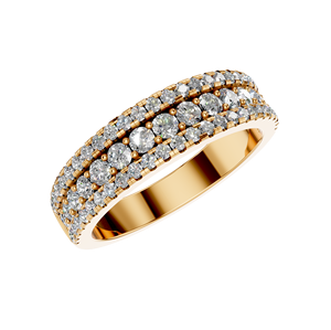Bague de mariage unisexe en or massif 14K fabriquée à la main avec plusieurs rangées de diamants de laboratoire Design de grappe intemporel pour cadeau IGI - Product Image 6