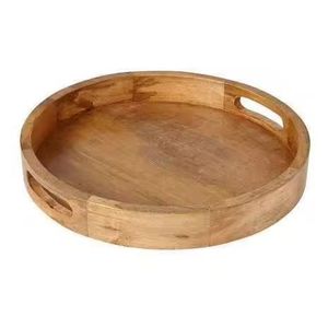 Assiettes rondes en acacia Plateau en bois Assiette ronde en bois pour sandwichs Snack Dessert Nettoyage facile Léger - Product Image 3