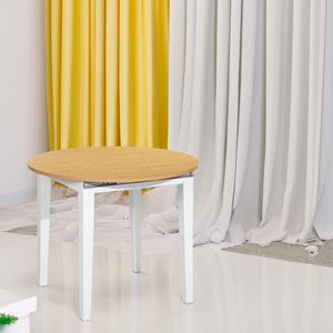 Tavolo da Pranzo Circolare Allungabile Well Home in Bianco e Faggio 90-120cm 75cm - Product Image 4