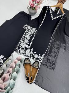 Nouveau haut de soirée décontracté de créateur avec broderie et point chinois avec approvisionnement Dupatta ODM - Product Image 6