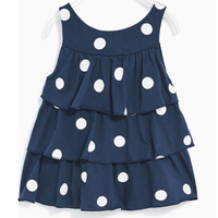 Mädchen-Schichtkleid aus 100% Baumwollsatin mit Allover-Polka-Dot-Print, aus Bangladesch, auf Lager, ODM-Lieferung, 7 Tage Musterlieferzeit