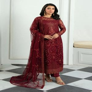 Trajes de fiesta de marca más vendidos Shalwar kameez para mujeres en material de gasa de muy alta calidad con un diseño de bordado muy fino - Product Image 1