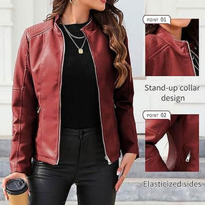 Veste d'hiver coupe-vent imperméable pour femme en cuir véritable matelassé fini Service OEM - Product Image 3