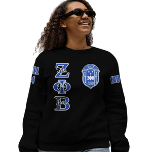 Sudadera con Cuello Redondo Zeta Phi Beta 1920 con Letras Griegas para Mujer, Azul, Bordado de Hermandad - Product Image 5