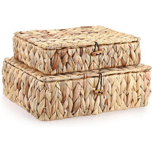 Caja de almacenamiento elegante, cajas plegables de jacinto de agua, cestas con tapa de tejido natural, contenedores a precio económico - Product Image 2