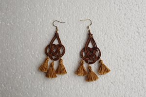 Handmade With Love Bohemian Hemp Rope Hoop Earrings Turquoise Beaded Women's Fashion Jewelry - Product Image 4