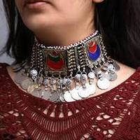 Collier choker tribal afghan Kuchi vintage, fait main, avec pendentif en pièces de monnaie multicolores, taille réglable, pour mariage et usage quotidien