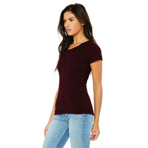 T-shirt à manches courtes pour femme, 50% polyester, 25% coton peigné Airlume filé à anneaux, 25% rayonne, 3,8 oz, marron, avec applications - Product Image 2