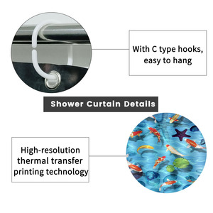 Custom Printed Waterproof Shower Shower <b>Curtain</b> for Bathroom Waterproof Polyester <b>with</b> <b>Hooks</b> - Product Image 2