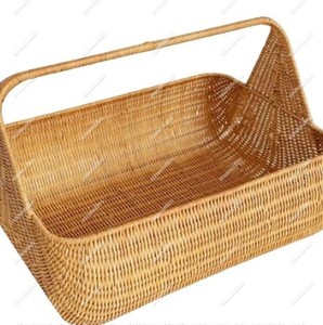 Rotin véritable naturel tricoté à la main, panier de rangement simple et naturel pour les nécessités quotidiennes avec poignées paniers-cadeaux en osier - Product Image 4