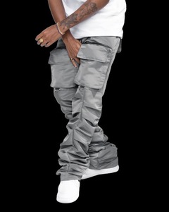 Men's Lightweight Distressed High Waist Custom Flared Stacked Sweatpants with Custom Colors & Logo - Product Image 3