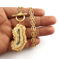 Grand collier à bascule en Quartz solaire naturel plaqué or, chaîne à maillons ovales pointus, collier Boho, nouvel arrivage