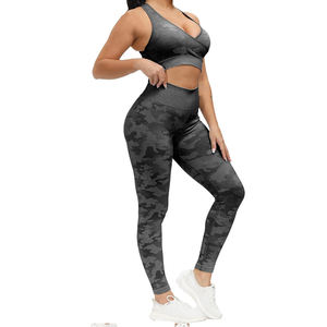 High Quality Women's Active Yoga Pants New Style Digital Camo Print Full-Length High-<b>Waisted</b> Gym Leggings Drawstring Closure Bra - Product Image 4