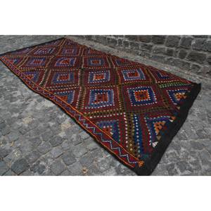 Étnico marrón rojo 5,6X11,6 pies área grande Vintage alfombra turca diseño clásico Patchwork lana 10mm látex para pasillo habitación rectangular - Product Image 2