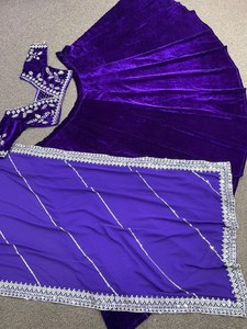 Designer Heavy Velvet Embroidered Sequin Work Lehenga Choli Bridal <b>Viscos</b> with Heavy Dupatta - Product Image 6