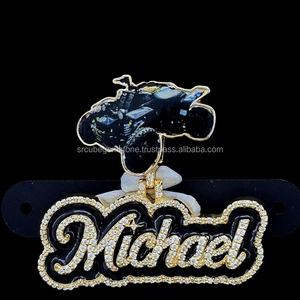 Hiphop Moissanite Pendentif Lettre Nom Argent 925 Bail Personnalisé Émail Noir Vvs Glacé Moissanite Plaqué Or Pendentif - Product Image 6