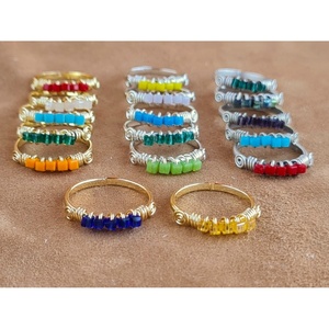 Vibrant <b>Bead</b> Accented Gold and <b>Silver</b> Plated Wire Wrapped Design Fashion Rings for Resale - Product Image 1
