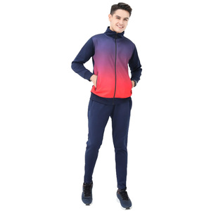 Conjunto de chándal deportivo con gradiente elegante para hombre, chaqueta con cremallera de manga larga con capucha y joggers, gimnasio, correr, ropa deportiva con - Product Image 1