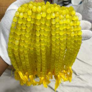 AAA Monalisa Piedras preciosas sueltas Cuentas de vidrio ovaladas amarillas Diseño único y llamativo - Product Image 3