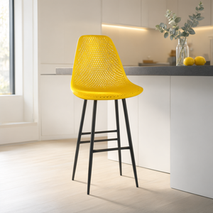 Newbella Sapphire Ada 65 Counter Stool <b>Yellow</b> Glass Fiber Reinforced Polypropylene Kitchen Island Bar <b>Chair</b> Synthetic Leather - Product Image 3