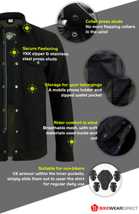 2025เสื้อมอเตอร์ไซด์ผู้ชาย, เสื้อเชิ๊ตผ้าสักหลาดอ่อนแขนยาวระบายอากาศได้ดีกันลมเสื้อเชิ๊ตผ้าสักหลาดสำหรับแข่งรถจักรยานยนต์ - Product Image 4