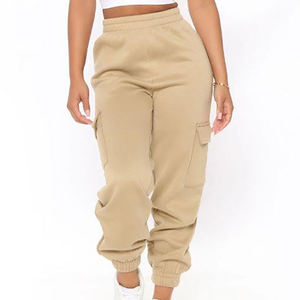 2024 nueva moda nuevo diseño Color sólido suave comodidad mujer algodón cordón Jogger Pantalones - Product Image 4