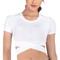 T-shirts courts pour femmes, coupe ajustée, respirants, anti-rides, en coton polyester, avec logo personnalisé brodé, pour le bureau
