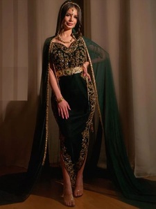 NEW STYLISH EMBROIDERY on BOTTLE GREEN JACKET & KARAKOU DRESS WITH EMBELLISHED CRYSTAL GLASS BEADS,STONE,PEARLS,DABKA WORK= 2024 - Product Image 2