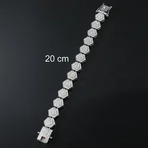 Al por mayor: Joyería de Plata de ley con colgante de azúcar de roca geométrico de 13mm, estilo Hip Hop, cadena cubana y corte brillante redondo, para regalo - Product Image 1