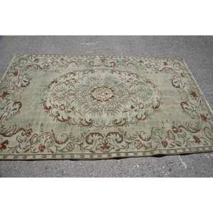 Tapis en laine marron vert classique 4.7ft X 7.8ft Design patchwork fait à la main pour la chambre des adolescents de salon couloir rectangulaire en peluche Latex - Product Image 3