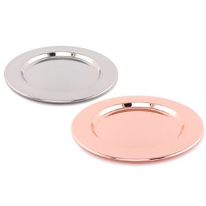 Assiette de présentation en acier inoxydable plaqué or rose, 13 pouces, finition miroir, décoration de table de mariage, sous-assiette, vente en gros - Product Image 6
