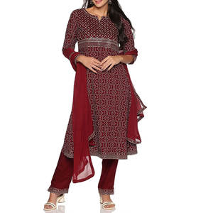 Traje de 3 piezas de diseño bordado indio paquistaní formal de gasa de calidad superior personalizado para mujer - Product Image 2