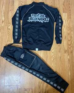 Ensemble de survêtement d'hiver brodé pour homme, style urbain, 2 pièces, polaire oversize à fermeture éclair intégrale, 100 % polyester, tenue de sport, vente en gros - Product Image 2