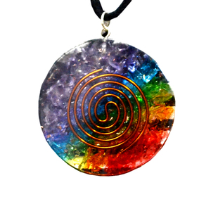 Colgante de orgón redondo de 7 Chakras para hombres y mujeres estilo Feng Shui hecho de piedras preciosas de ágata símbolo de curación espiritual del amor - Product Image 6