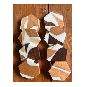 Fabriqués à la main classique en bois de manguier sous-verres en résine personnalisé thé café vin tapis cuisine Table décoration accessoires indiens - Product Image 5