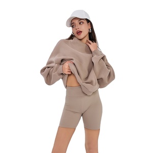 Women's Solid Autumn/Winter Oversized Breathable Mock Neck Customized Printing Front <b>Drop</b> Shoulder Mockneck OEM Service - Product Image 1