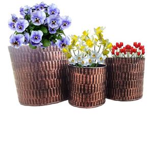 ชุดกระถางทรงกลมทำจากทองแดงโบราณมี3ชิ้นอุปกรณ์ปลูกต้นไม้ขนาดเล็กแบบตั้งโต๊ะ - Product Image 1