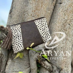 กระเป๋าหนังมีพู่พิมพ์ลายสัตว์ที่นำกลับมาใช้ใหม่มีเอกลักษณ์เฉพาะตัวกระเป๋าหนังขนสัตว์ขนาดเล็กกระเป๋าสตางค์ทันสมัยสำหรับผู้หญิง - Product Image 1