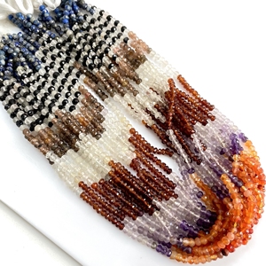Cuentas Rondelle facetadas de piedras preciosas múltiples, cuentas al por mayor de piedras preciosas naturales de buena calidad para la fabricación de joyas - Product Image 3