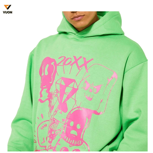 Haute qualité personnalisé 100% coton DTG impression survêtements Streetwear décontracté surdimensionné pull à capuche et pantalon de survêtement deux pièces ensemble - Product Image 4